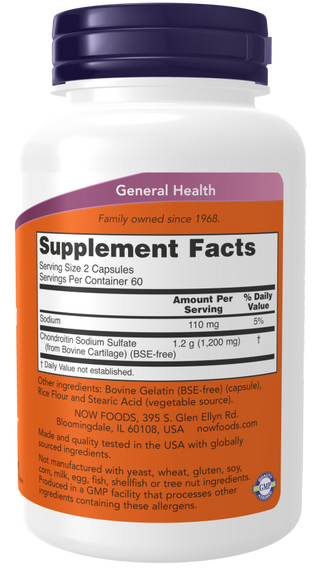 Chondroitin Sulfate 600mg 120 Caps by Now Foods