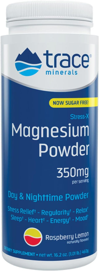 Stress-X Magnesium Powder 350 mg - Rasp-Lemon (Trace Minerals)