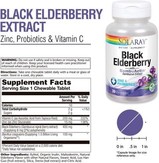 Black Elderberry w Sambuactin™ Zinc & Probiotics 30ct  chewable Elderberry