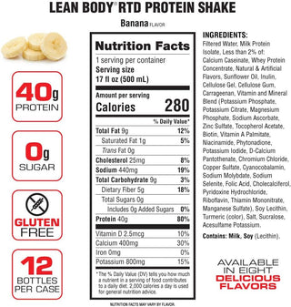 Lean Body RTD Protein Shake - Box of 12-17 FL OZ Mint Chocolate (Lean Body)