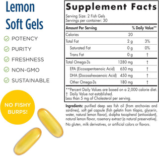 ProOmega in Fish Gelatin 1000 mg - 60 Lemon Soft Gels (Nordic Naturals)