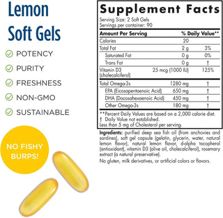 ProOmega-D 1000 mg - 60 Lemon Soft Gels (Nordic Naturals)