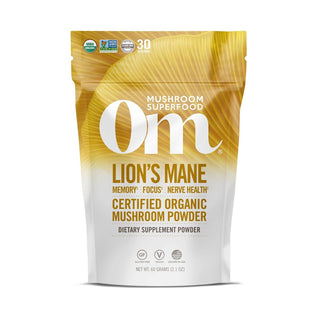 Lion's Mane Mushroom Superfood Powder 60 Grams - 2.1 OZ Om Organic Mushroom Nutrition