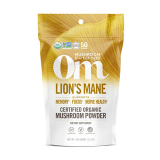 Lion's Mane Mushroom Superfood Powder 100 Grams - 3.5 OZ Om Organic Mushroom Nutrition