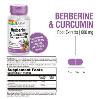 Berberine & Curcumin from Indian Barberry & Micronized Turmeric 60ct 600mg veg cap