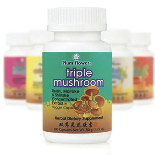 Mayway Plum Flower Herbal Extract Capsules Triple Mushroom - 100 Count