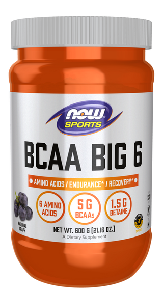 BCAA Big 6 Powder - Grape Flavor 600g (Now Foods)