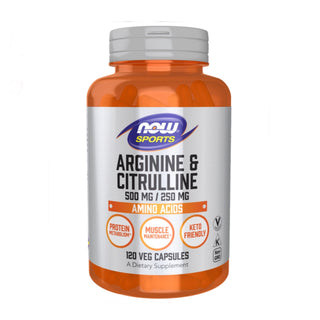 L-Arginine & Citrulline 500/250mg - 120 Veg Capsules (NOW Sports)