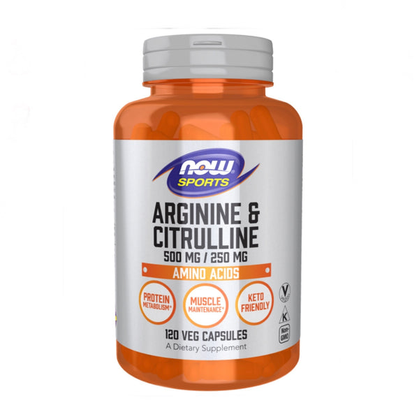 L-Arginine & Citrulline 500/250mg - 120 Veg Capsules (NOW Sports)