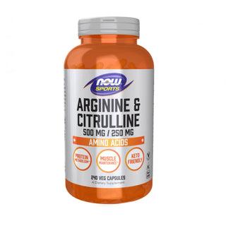 L-Arginine & Citrulline 500/250mg - 240 Veg Capsules (NOW Sports)