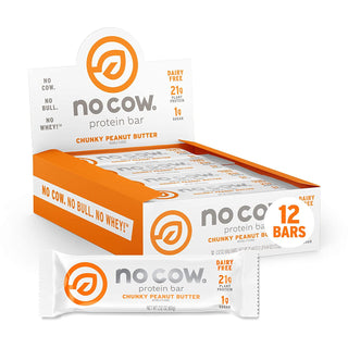 No Cow Protein Bar - Box of 12 Bars - 25.44 OZ - Chunky Peanut Butter