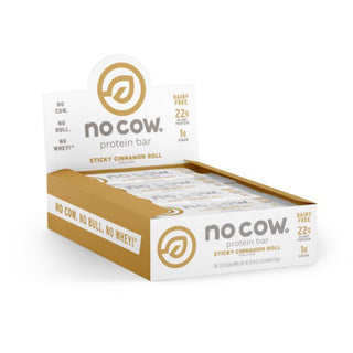 No Cow Protein Bar - Box of 12 Bars - 25.44 OZ - Sticky Cinnamon Roll