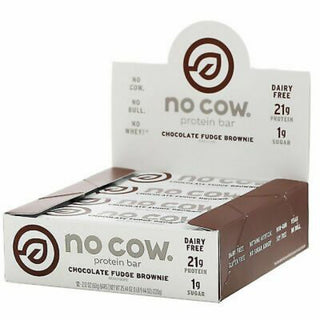 No Cow Protein Bar - Box of 12 Bars - 25.44 OZ - Chocolate Fudge Brownie