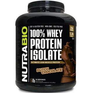 100% Whey Protein Isolate - 5 LB - Dutch Chocolate (NutraBio)