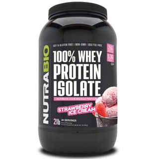 100% Whey Protein Isolate - 2 LB - Strawberry Ice Cream (NutraBio)